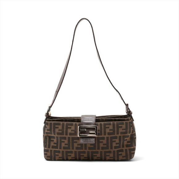 Fendi Handbags - Fendi Zucca canvas leather shoulder bag brown